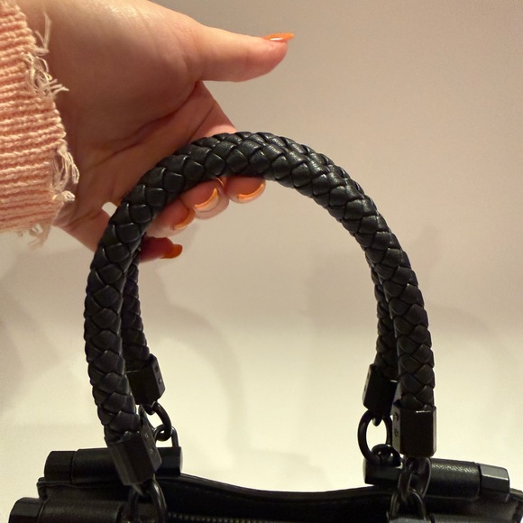 Badgley Mischka Small Braid Trim Convertible Top-Handle Bag w/ Crossbody Strap - Picture 6 of 12